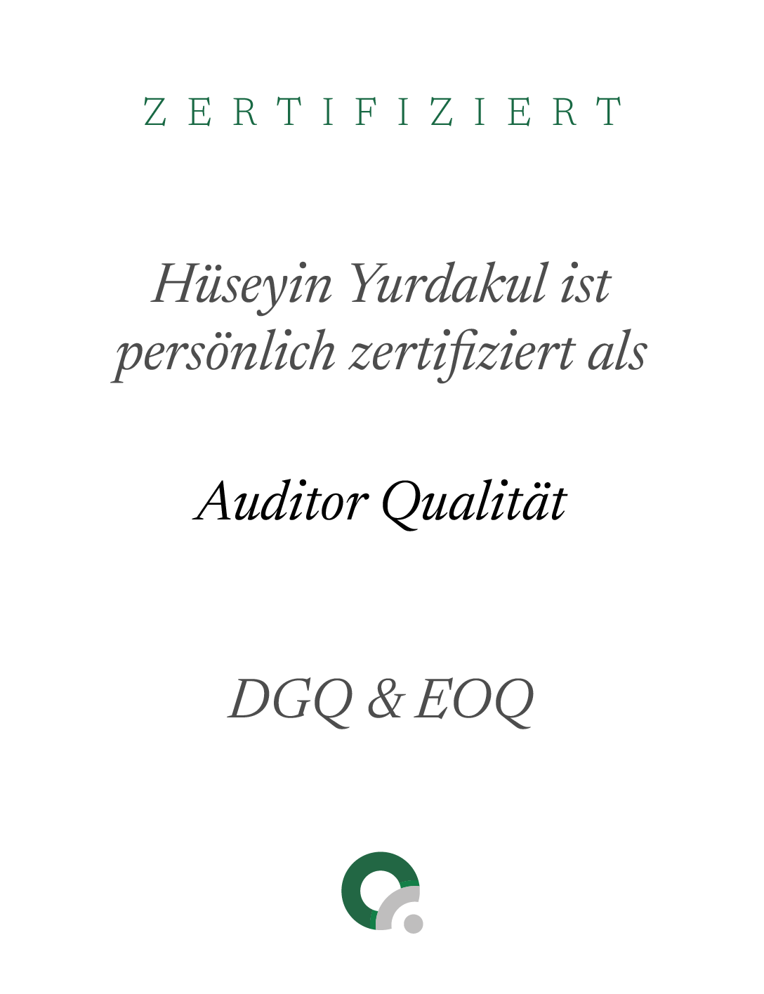 Zertifikat auditor qualitaet