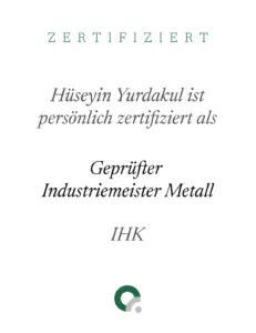 Zertifikat Geprüfter Industriemeister Metall