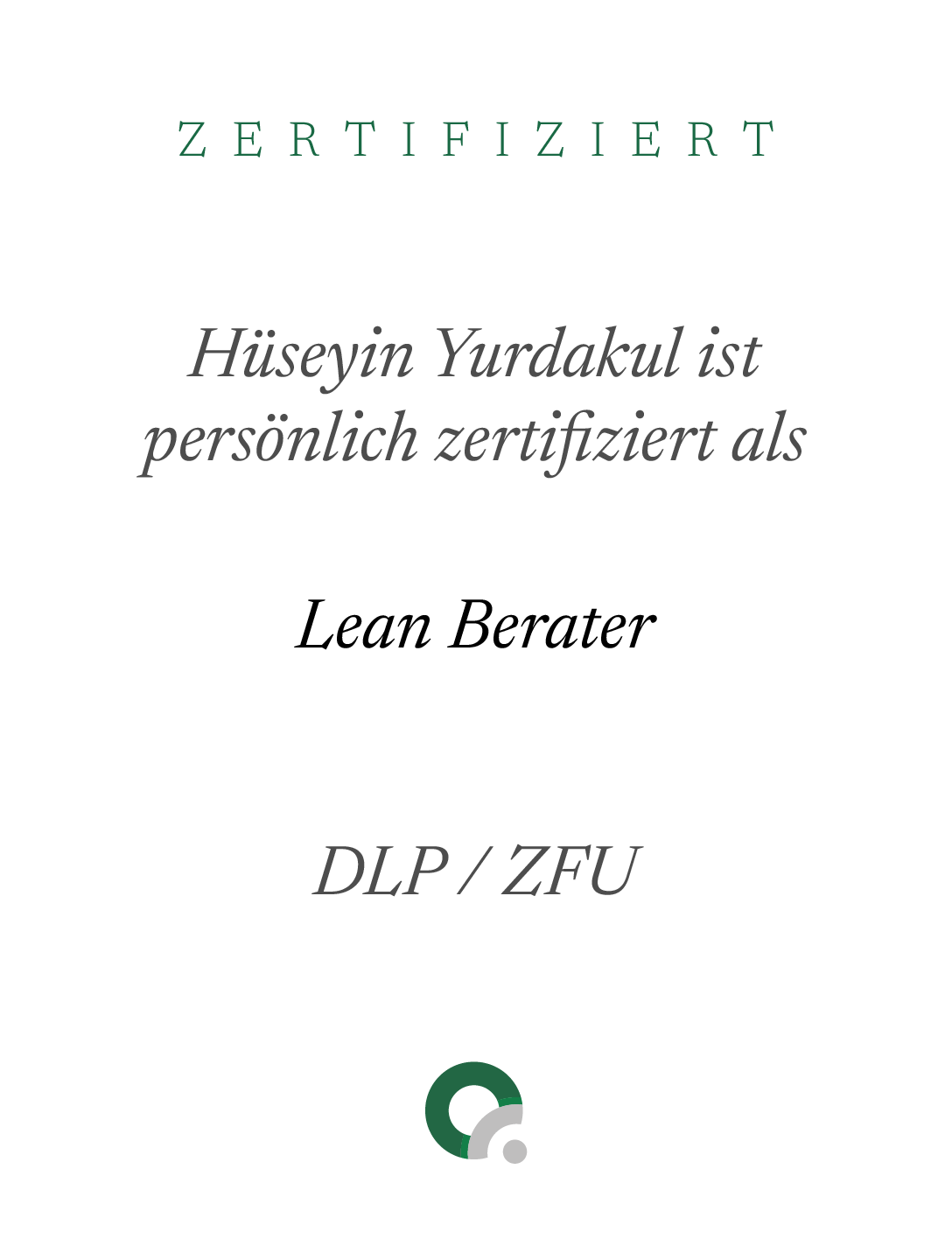 Zertifikat Lean Berater