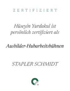 Zertifikat Hubarbeitsbühnen
