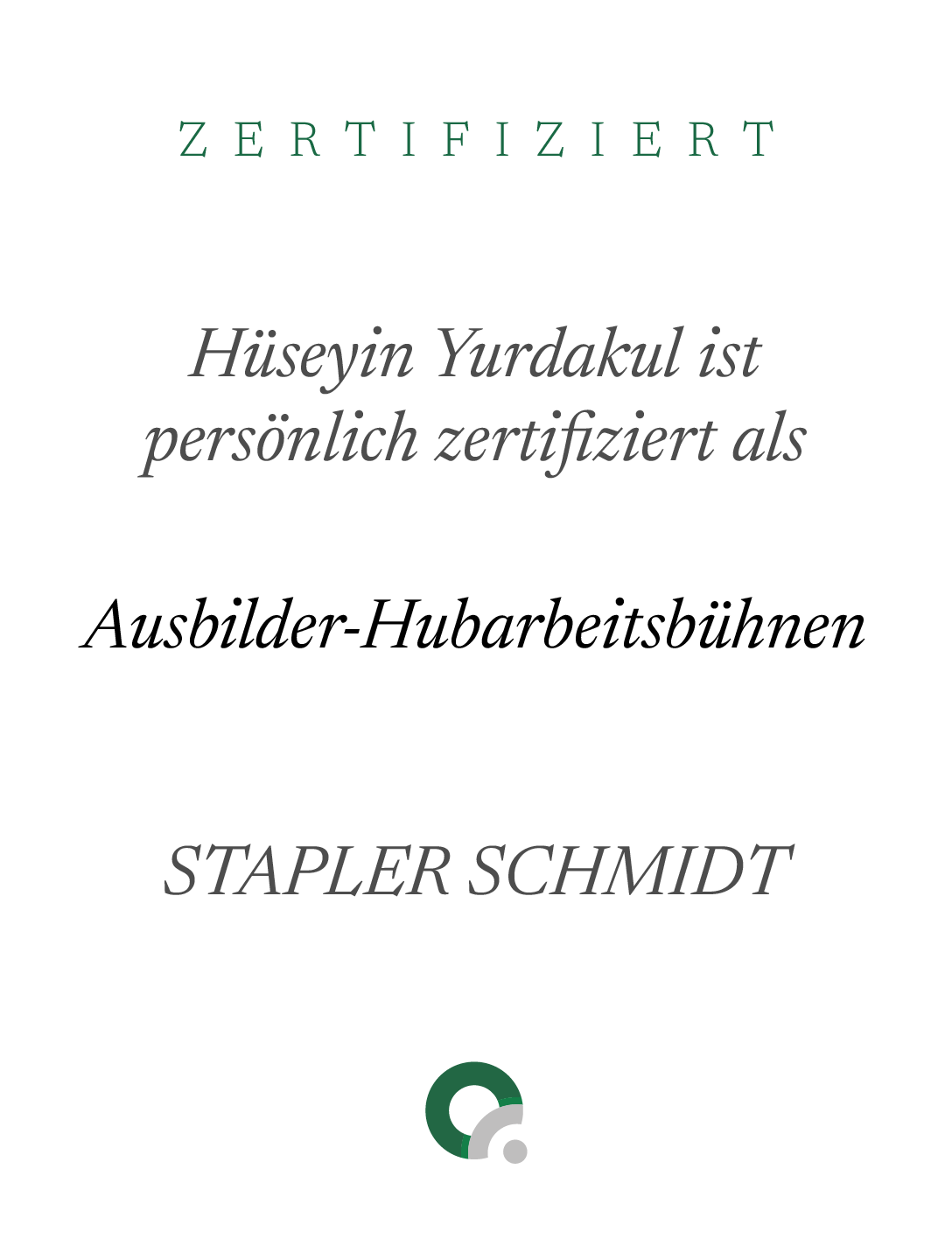 Zertifikat Hubarbeitsbühnen