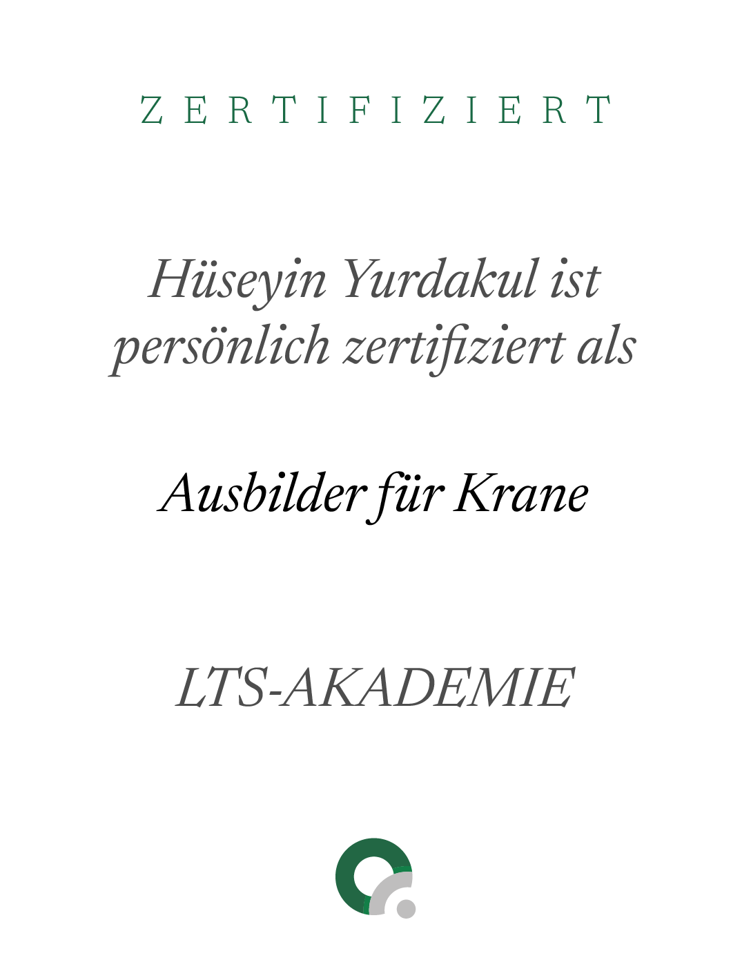 Zertifikat Ausbilder Krane