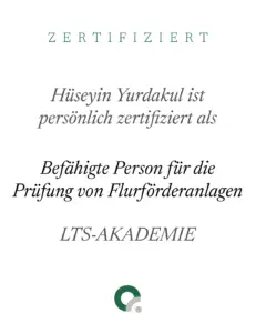 Zertifikat Prüfung Flurförderanlagen