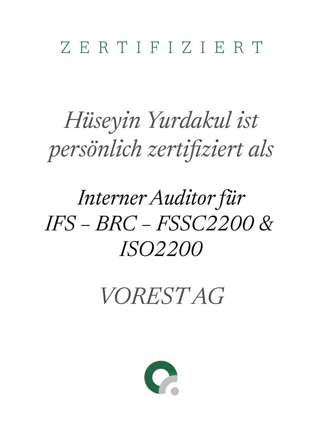 Zertifikat Interner Auditor